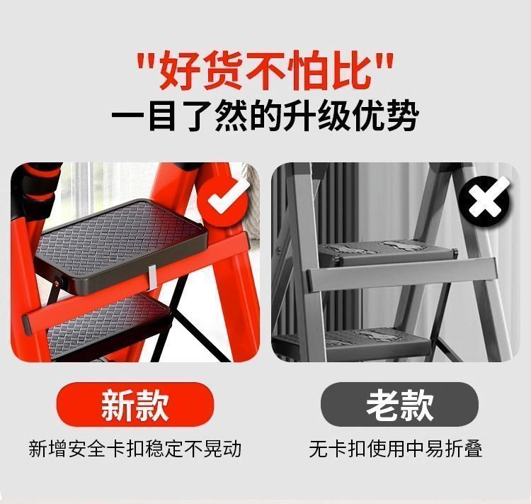 乔迁梯子家用折叠梯加厚碳钢人字梯移动梯伸缩楼梯多功能室赵之李详情9