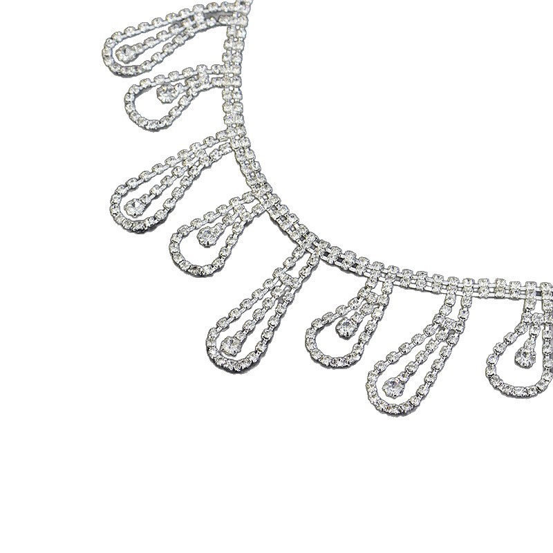 厂家直销多款银白玻璃水晶流苏码链DIY服装鞋子包包帽子装配辅料详情3