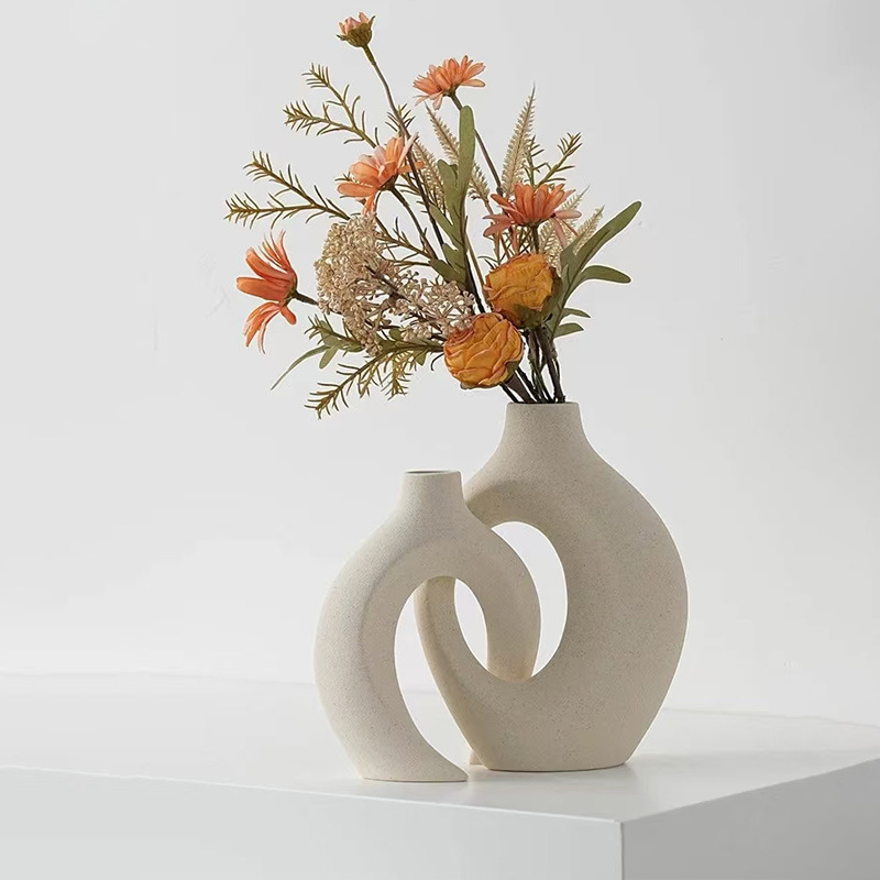 Nordic-style ceramic vases and flower arrangements, high-end and niche living room entrance hall home decoration vases and ceramic flower vases pic 7
