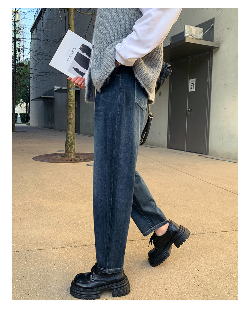 Spring 2025 new high-waisted loose cotton jeans for women, elastic and versatile, slimming radish Harun Dad pants pic 18