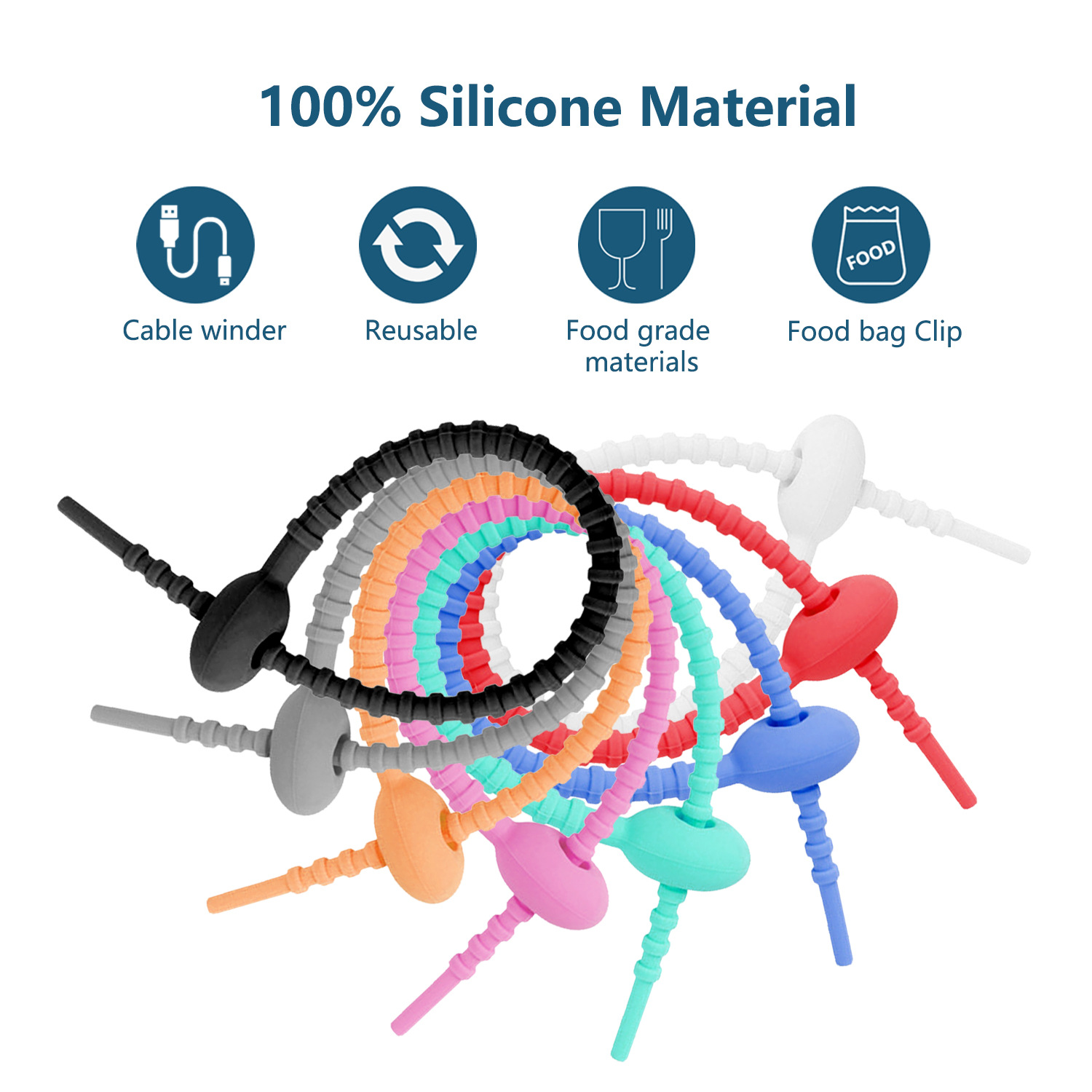 Colorful silicone rubber rope, multi-purpose cable tie, anti-slip and durable, binding material, binding wire, fixed binding wire pic 22