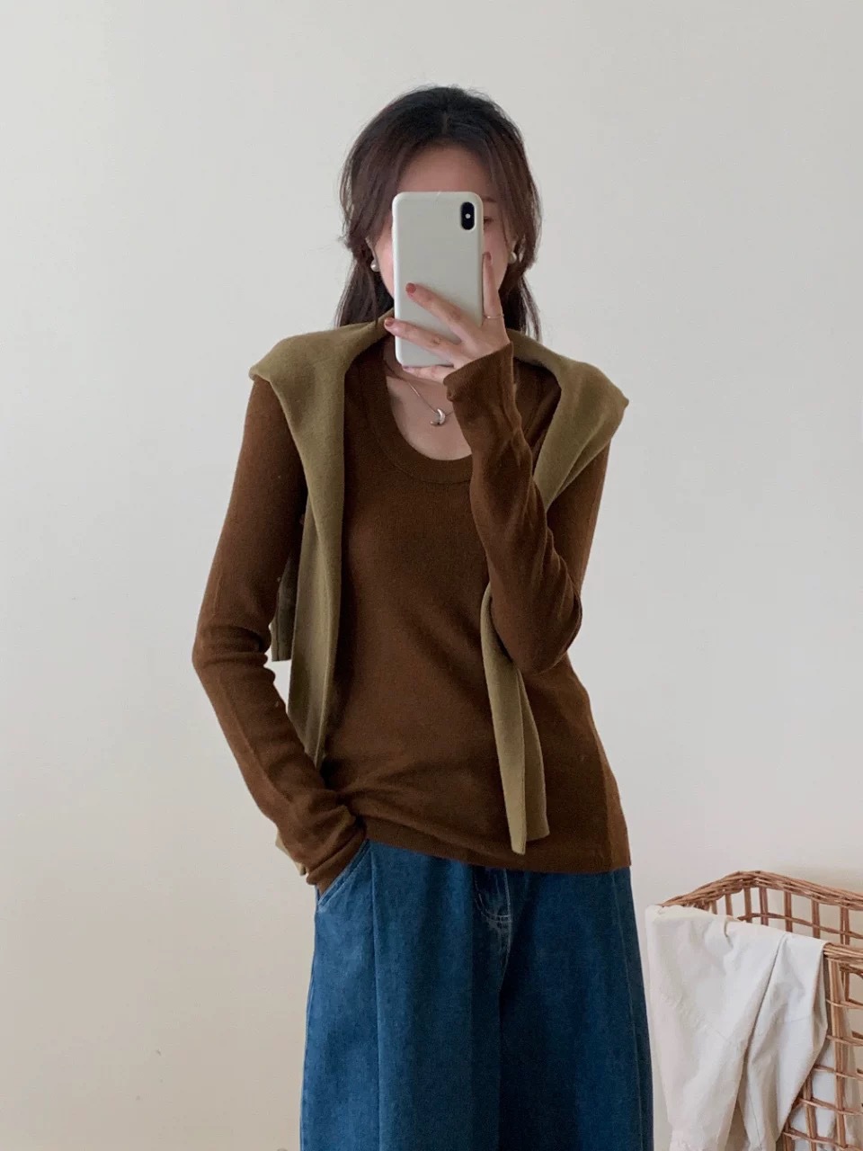 早秋新款100羊毛U领韩系纯色时尚简约针织弹力打底衫百搭女毛衣潮详情23