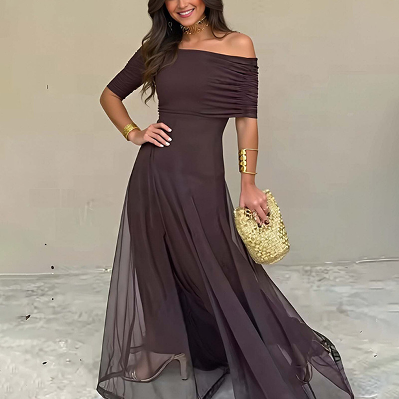 The 2026 summer new style elegant high-waisted, slimming, ruffled hem solid color skirt is in stock pic 1