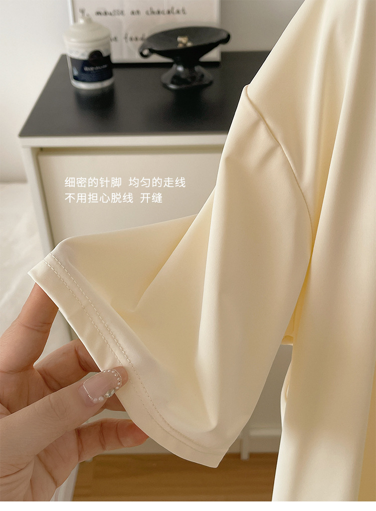 A two-piece set of casual wear for women in the original color ice leather, a summer pajama set with a cool and contrasting color, featuring new short-sleeved shirts and shorts pic 11