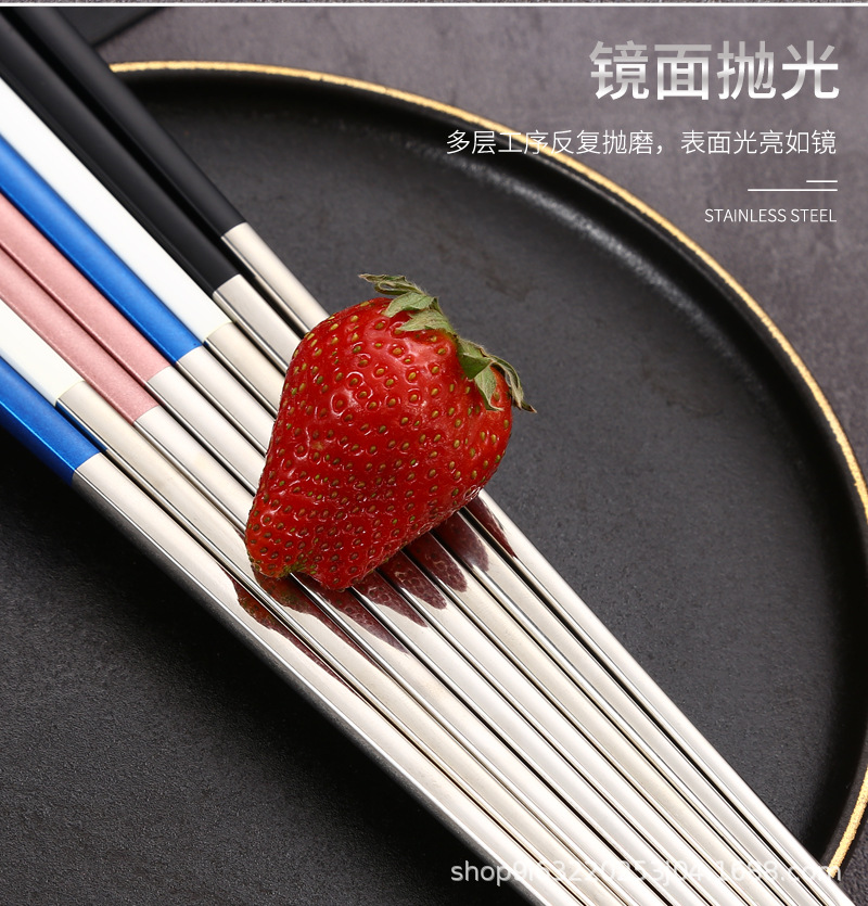 厂家批发304不锈钢筷子镀钛精品中空葡萄牙筷子酒店家用中式公筷详情8
