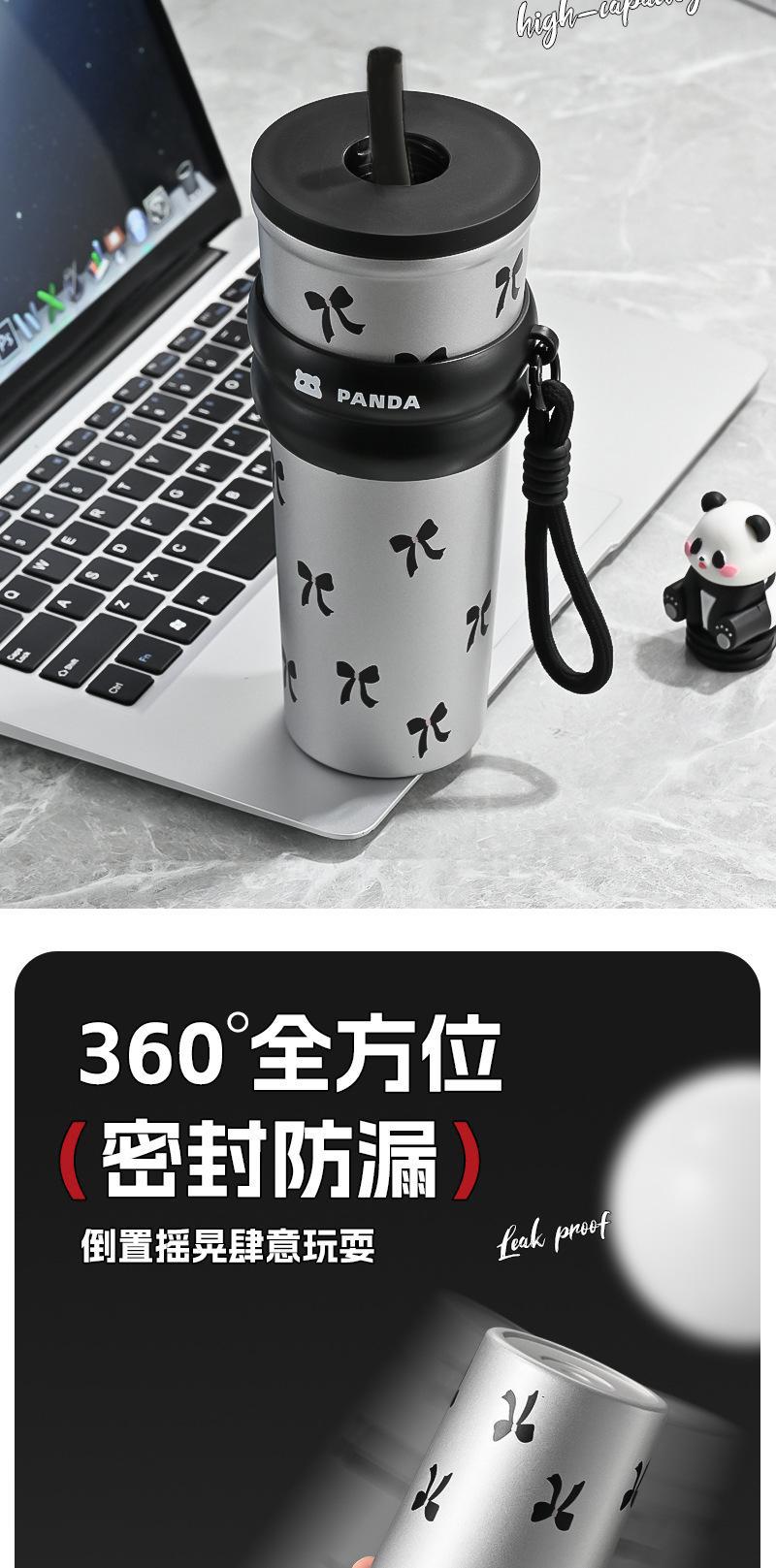 熊猫巨无霸吸管保温杯大容量女士高颜值时尚外出携带车载超火水杯详情11
