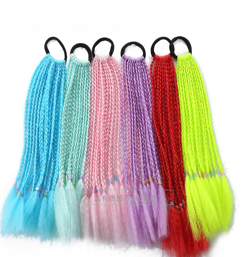 Colorful braids for children, hip-hop gradient short braids, hair bands, ponytails, dreadlocks, wigs, European and American Tibetan hair accessories pic 3