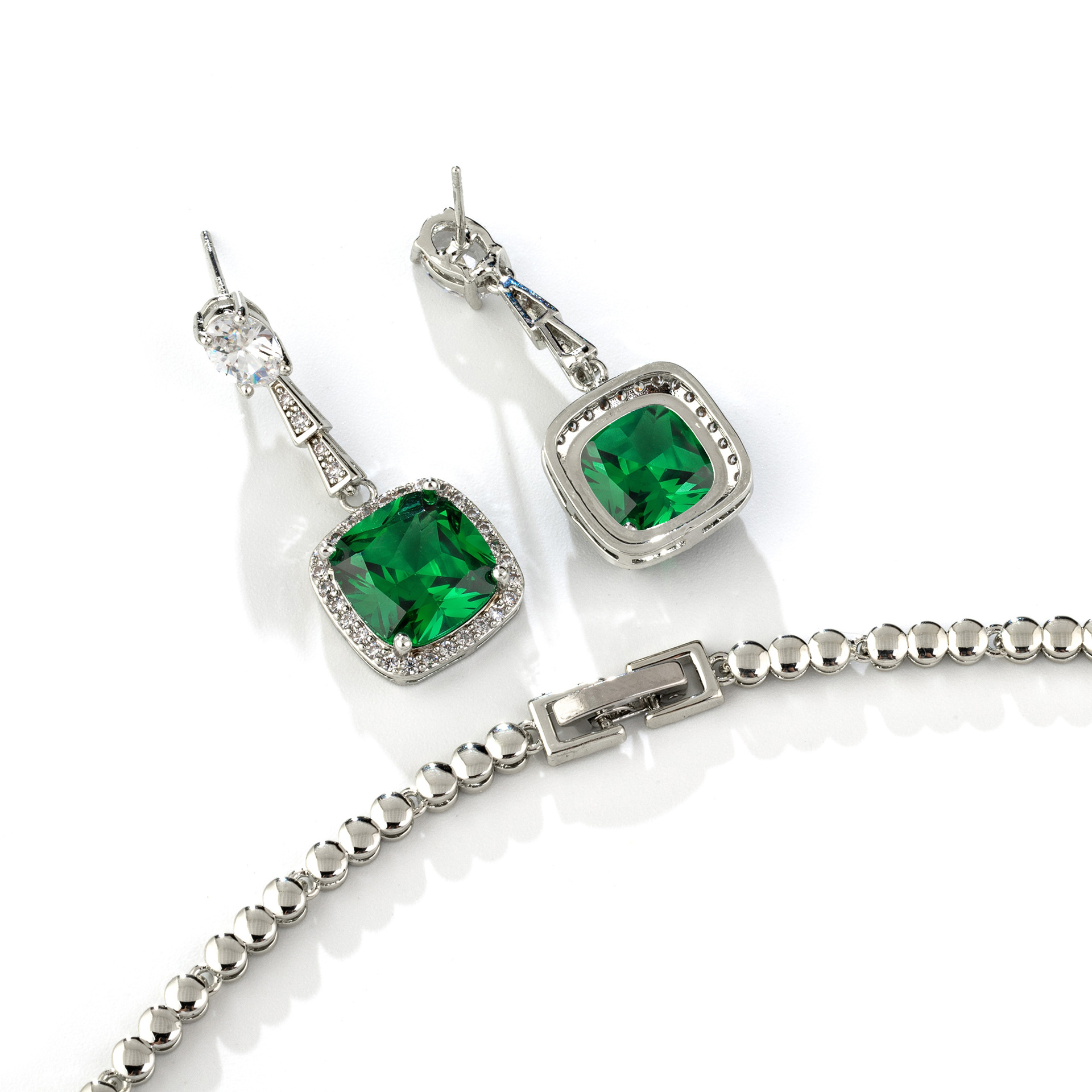 Explosivo crossover nicho sentido gordo cuadrado tesoro pendientes collar de mujer zafiro real nido de pájaro corte diamante rojo colgante conjunto lytj30315 gettisa banquete vestido joyería joyería de moda cross border multi accesorios pic 10