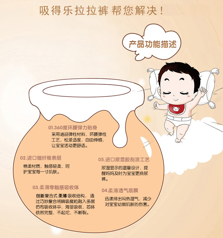 怡儿爽吸得乐轻柔婴儿拉拉裤XXL34片柔薄透气干爽宝宝学步成长裤详情7