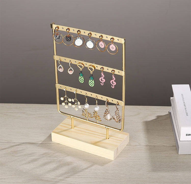 实木铁艺耳环架家用耳饰收纳首饰架挂耳钉卡纸陈列道具饰品展示架详情16