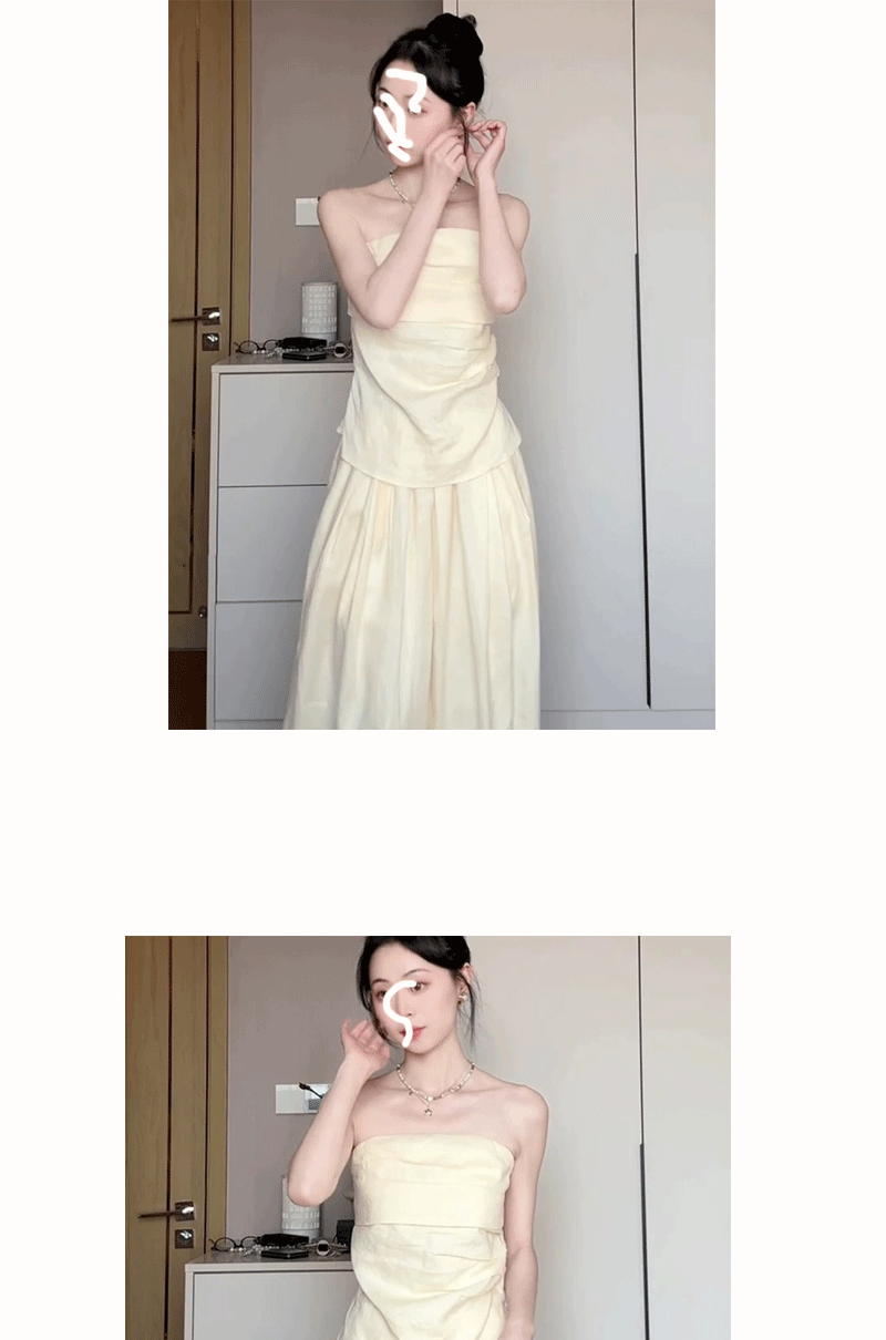 2025春夏季新款韩系套装衬衫抹胸上衣半身裙浅蓝色详情5