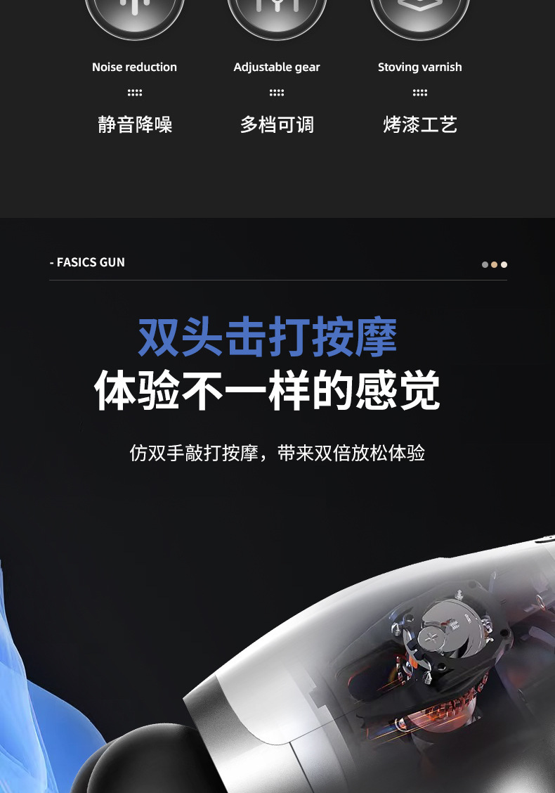 Cross-border digital display dual-head massage gun, convenient for fitness, muscle relaxation, vibration, professional grade electric fascia gun pic 4