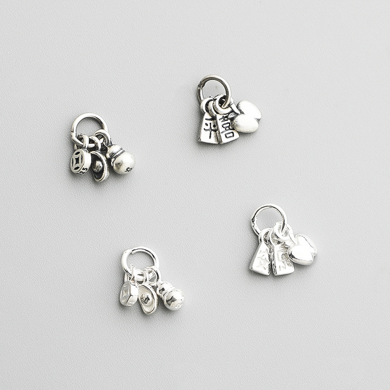 S925 sterling silver Thai Silver Peace and Happiness Pendant DIY beaded rope bracelet Necklace Money and Fortune Pendant accessory pic 1