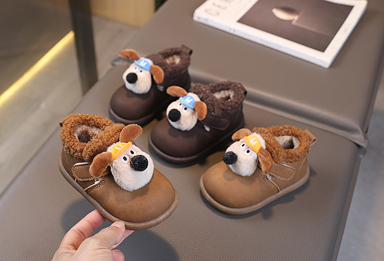 儿童棉鞋2025冬季新款男女童卡通小狗勃肯鞋加绒保暖中小童雪地靴详情4
