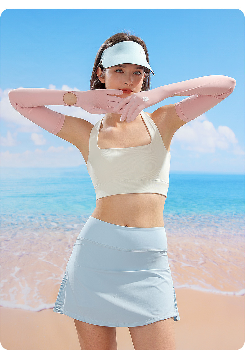 新款防晒手套女士长款夏季骑行防滑抗紫外线冰丝袖套翻指触屏XG69详情29