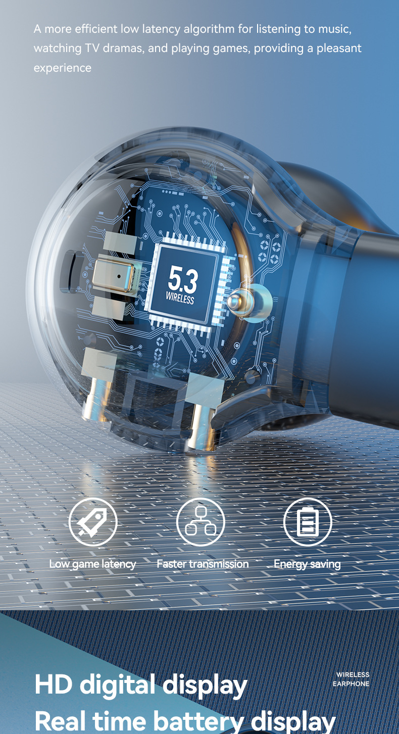 同声传译AI翻译蓝牙耳机镜面数显不入耳超好音质降噪耳机工厂批发价格详情6