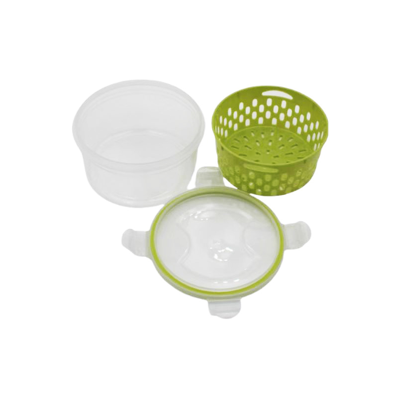 厂家直销大容量圆形保鲜盒三件套沥水篮收纳盒家用透明压盖果蔬盒详情3