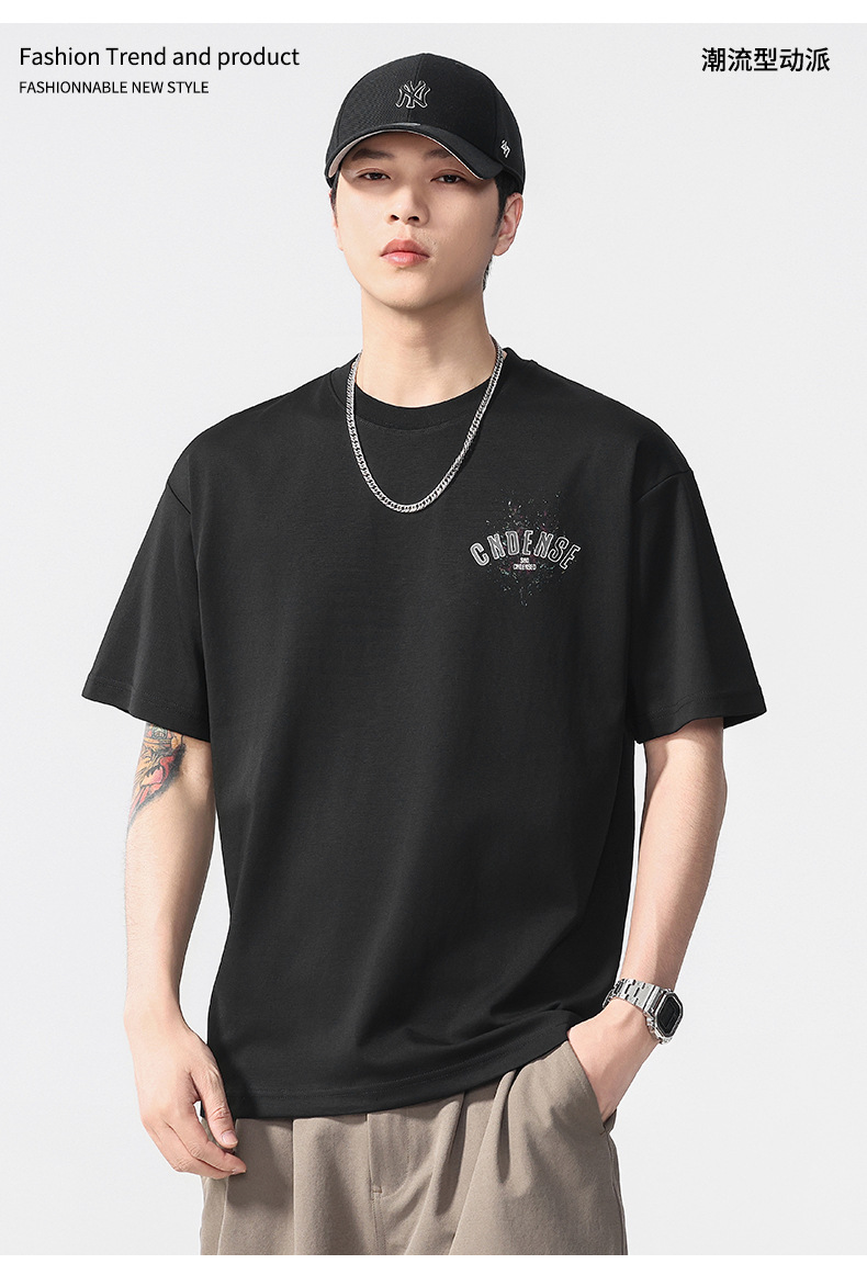 Summer new graffiti painting loose short-sleeved T-shirt for men 2025 Thin casual printed half-sleeved T-shirt pic 1