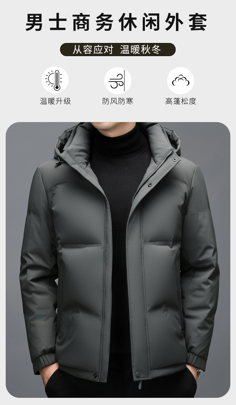 冬季新款男士加厚羽绒服男中年男式休闲可脱卸帽休闲保暖男装外套详情1