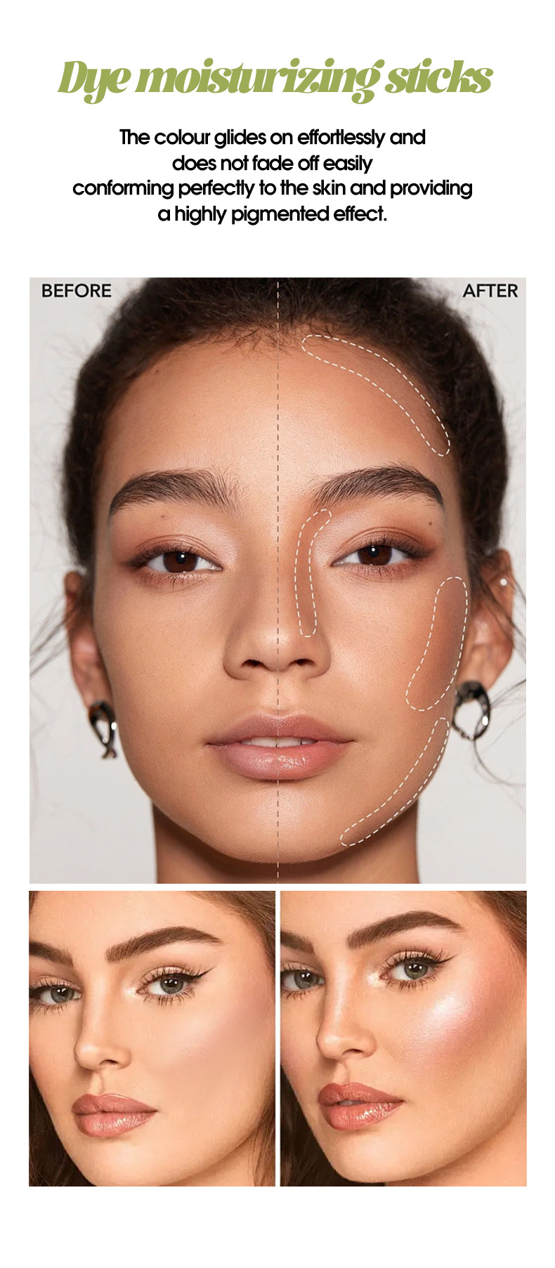 【 Cross-border Exclusive 】MEIDIAN Blush Sticks, Facial Makeup, Highlighter Contouring, Swelling Blush wholesale pic 14