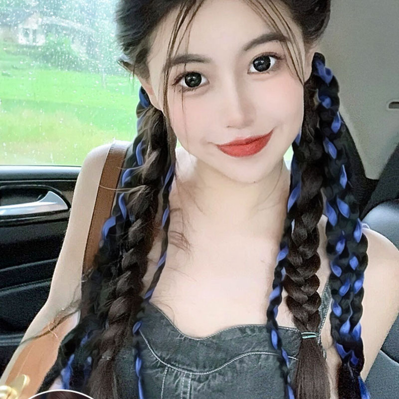 甜酷y2k假发辫子马尾绑发圈脏脏辫女拳击辫发饰儿童编发神器头绳详情3