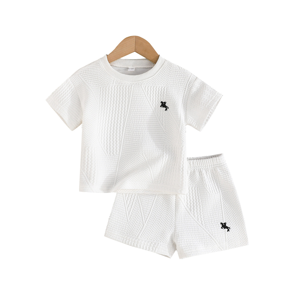 A simple and comfortable embroidered T-shirt and shorts set with horse racing patterns for boys aged 0-3 years old, a new summer sports outfit pic 11