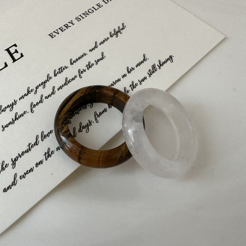 Wholesale of Korean-style niche design natural stone ring, fashionable, simple and retro Korean style rings pic 3