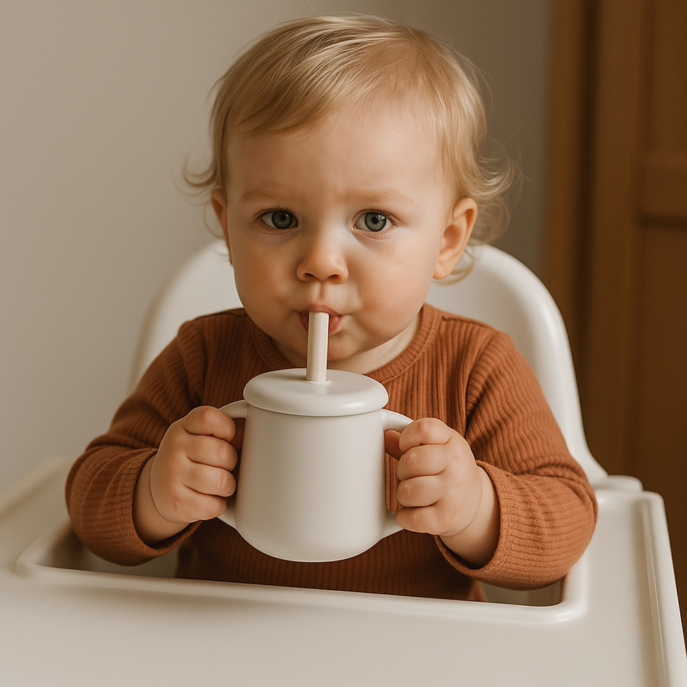 跨境新款食品级硅胶儿童水杯婴儿学饮杯喝水杯防摔牛奶杯喂养餐具详情1