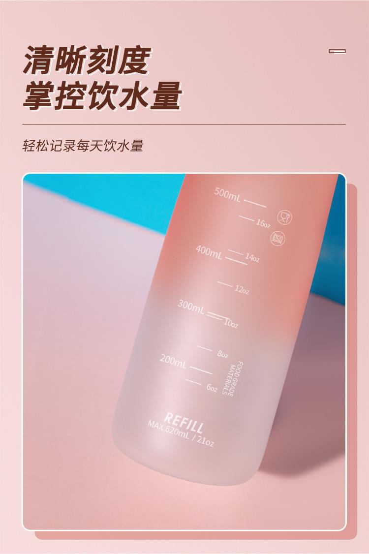 慕色渐变色卡尔大容量磨砂杯简约清新运动带锁扣刻度弹盖吸管水杯详情11