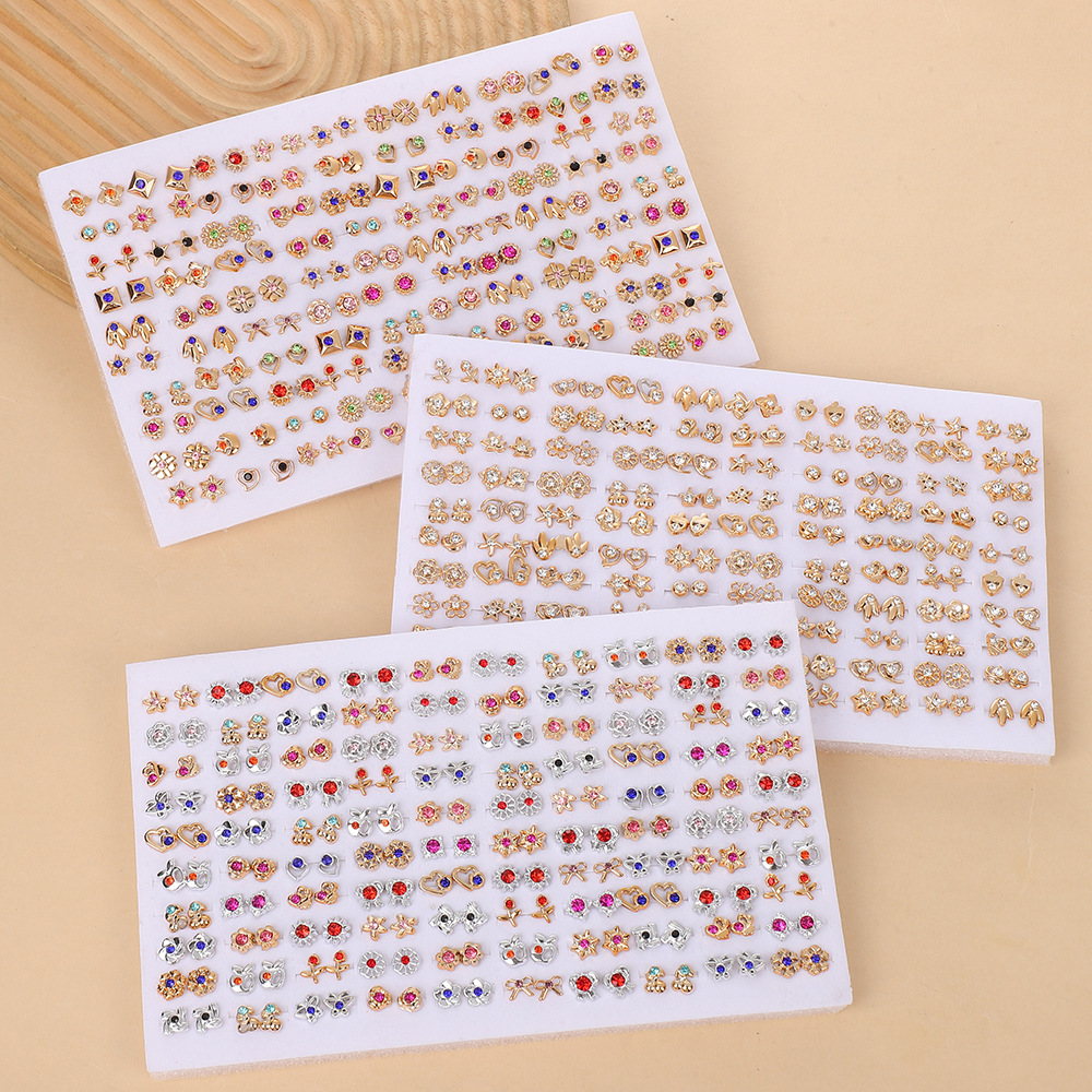 Cross-border plastic ear studs with a niche and high-end feel, colorful butterfly ear studs, autumn and winter style, versatile multi-ear hole combination earrings pic 1