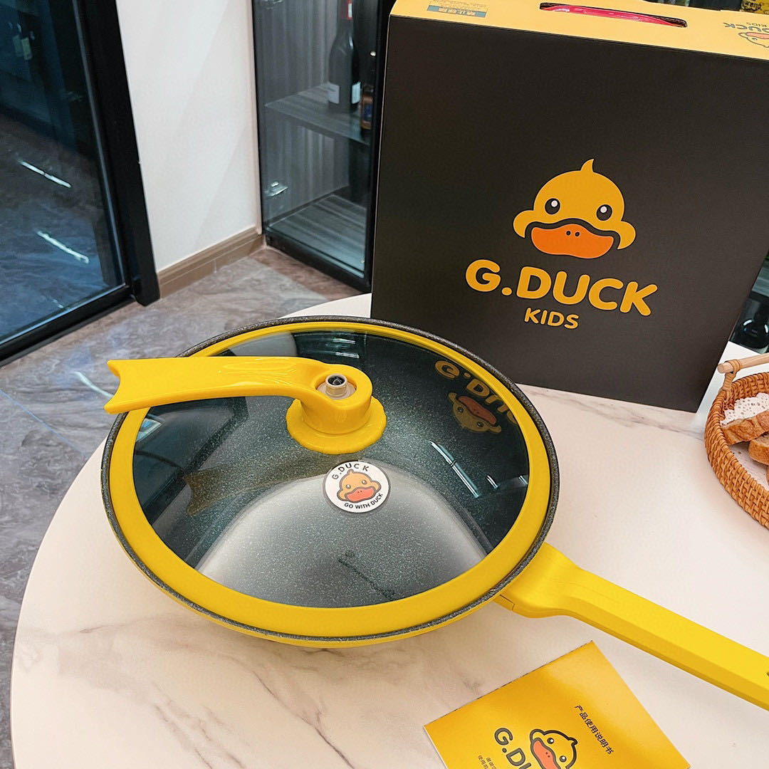 Premium yellow duck wok, non-stick wok gift cookware, tourmaline non-stick wok, Douyin and Xiaohongshu bestseller pic 1