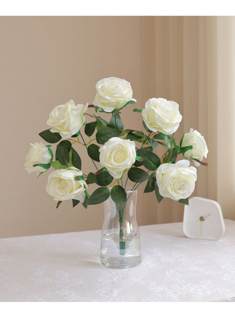 HuaYi domésticos falsa flor ornamental HunQing suministros novia la cabeza hay 9 gran emulación rosas de simulación cultural horticultura flores LiHe pic 23