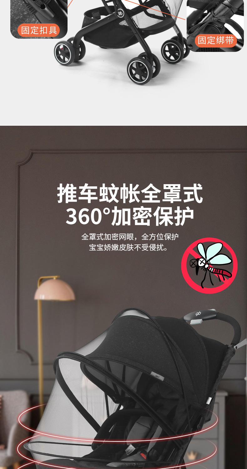 婴儿车蚊帐全罩式通用宝宝推车防蚊罩儿童婴幼儿车罩加大加密网纱详情3