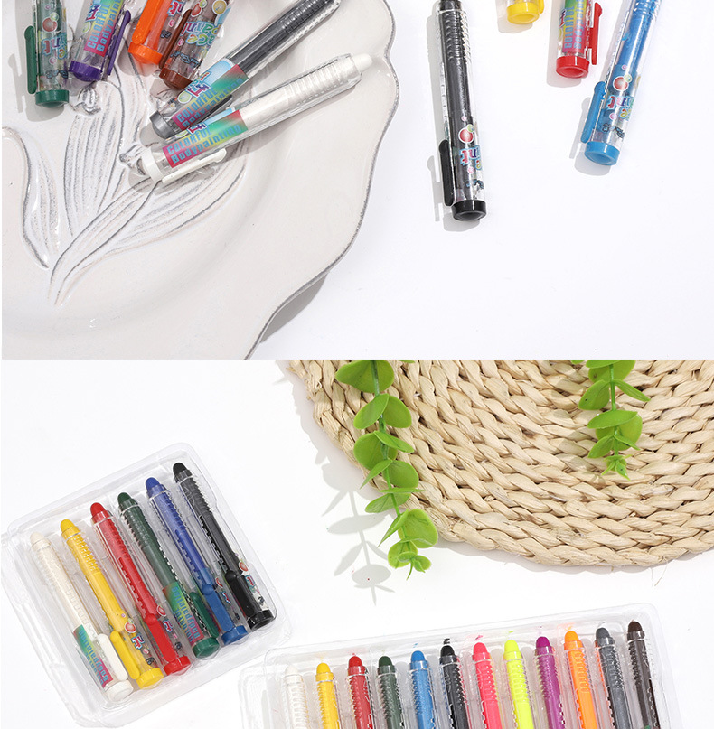 Cross-border Halloween Party 6/12 color sliding waterproof non-stick crayon for children, human body makeup, face color pic 8