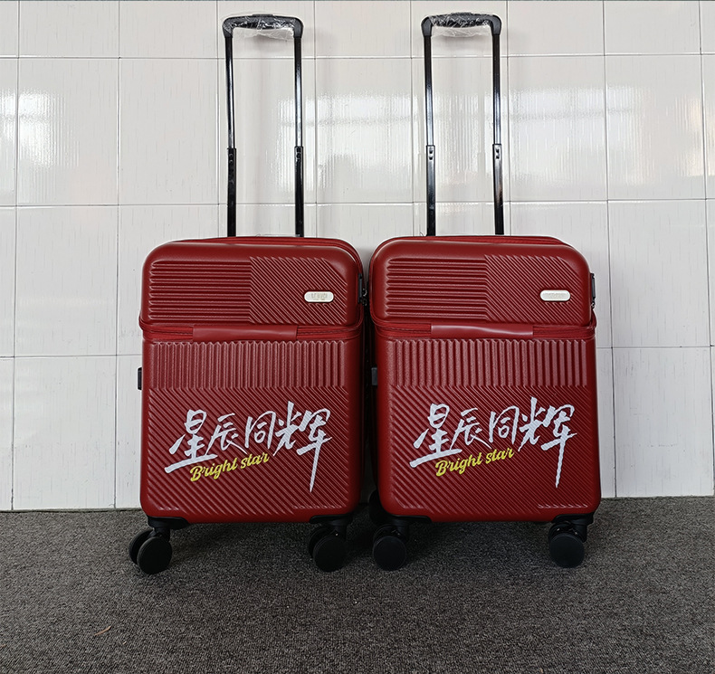 商务前置开口行李箱女小型20寸登机轻便拉杆箱杯架24旅行箱男学生详情9