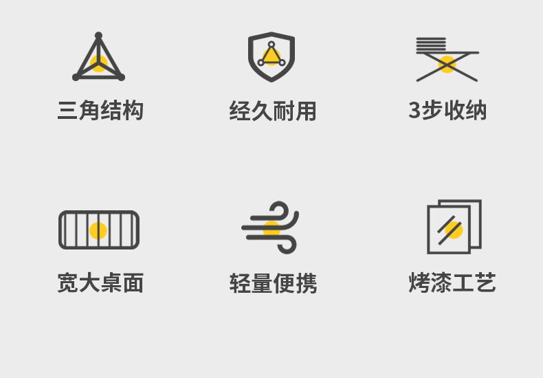 克米特户外蛋卷折叠桌厂家碳钢金属休闲露营便携桌椅批发现货详情3