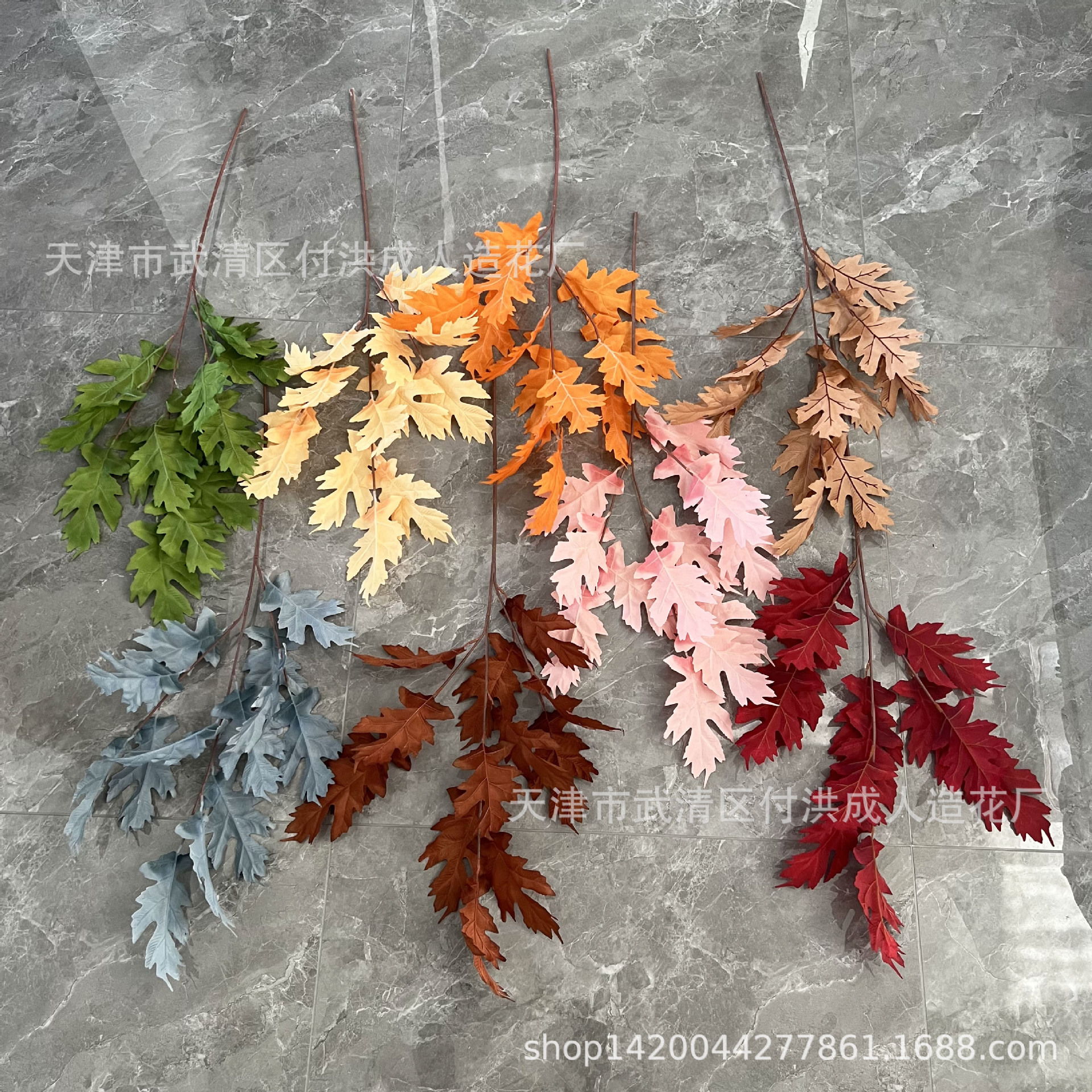Oak tree leaf wedding simulation flower table, flower matching, wedding hall decoration, silk fabric artificial flower soft decoration flower art manufacturer pic 6