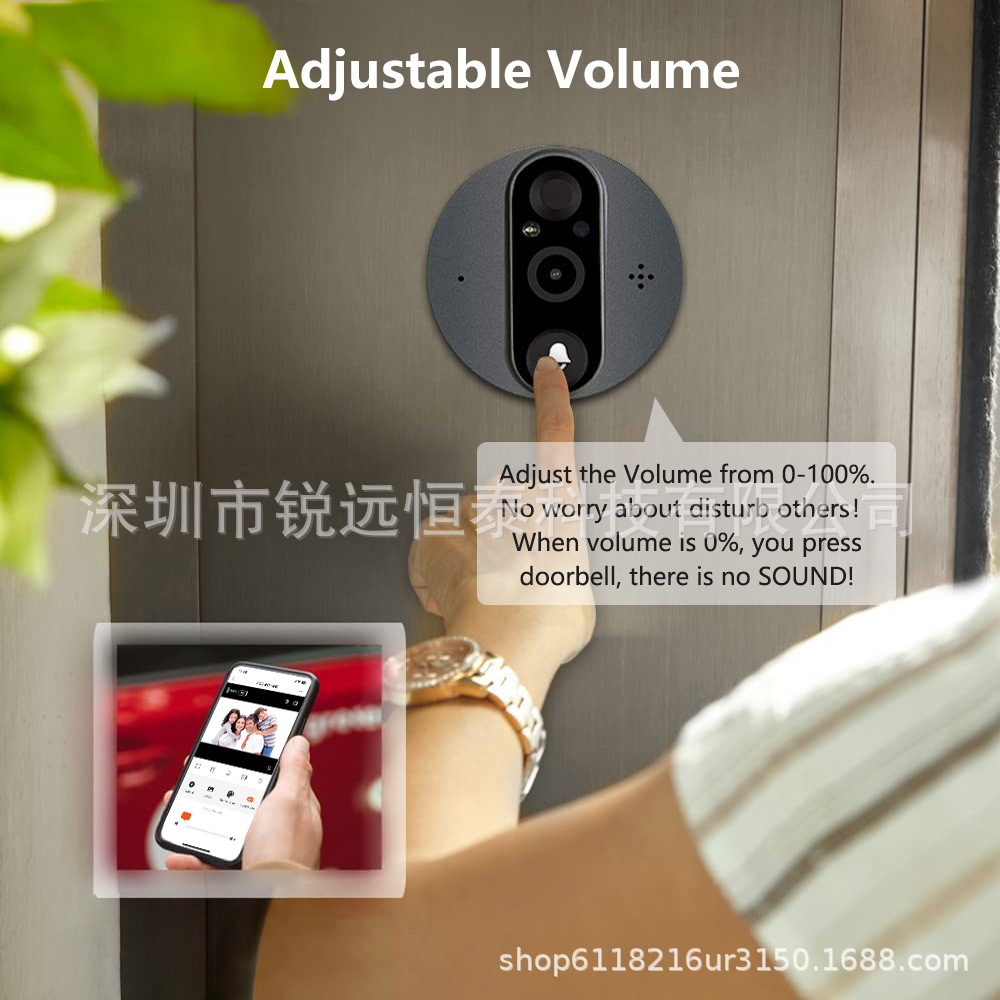 Tuya Smart Wireless WiFi cat-eye Video Doorbell, 3 million two-way intercom, high-definition monitoring TYPE-C interface pic 5
