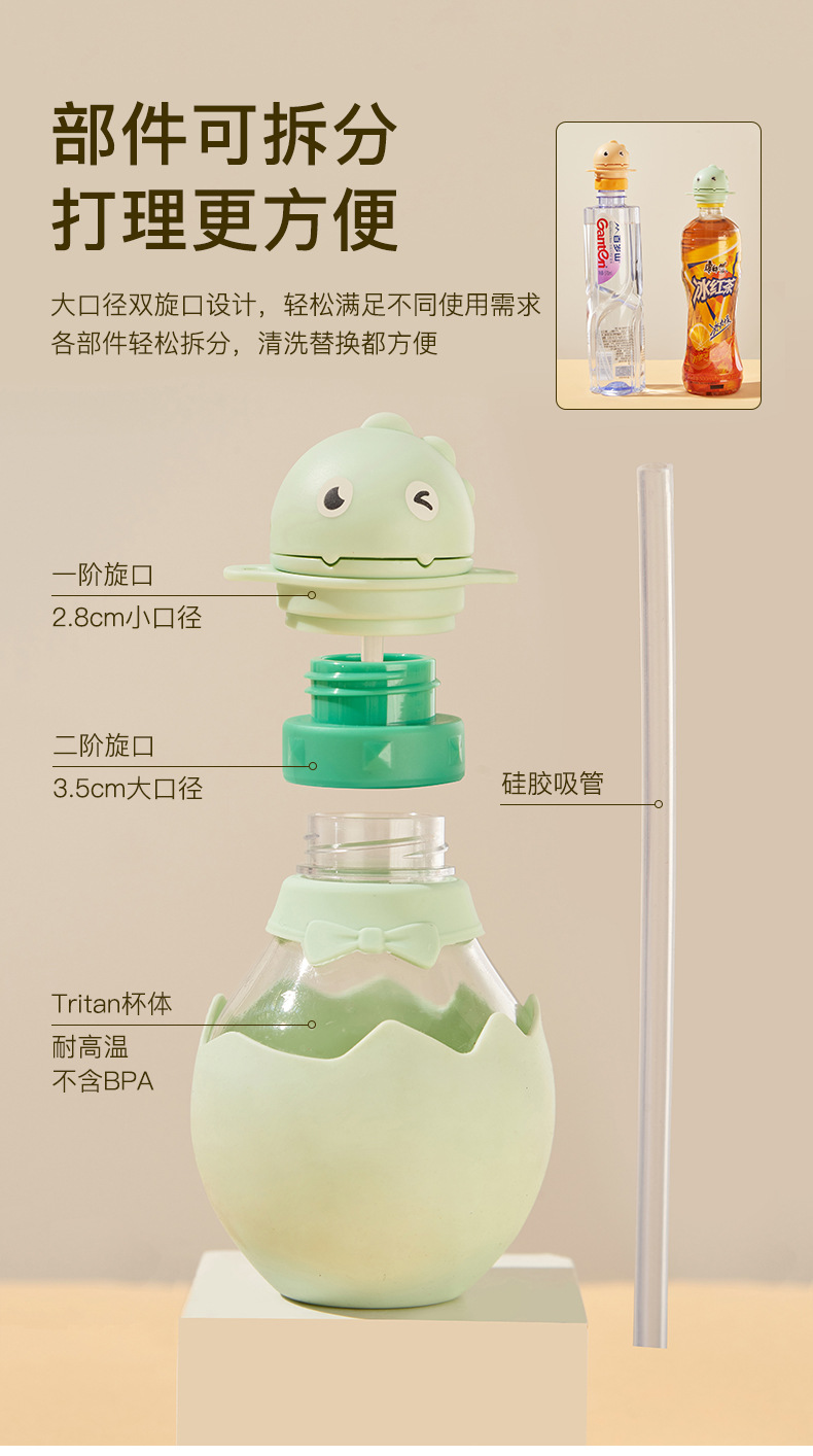 婴儿学饮杯卡通吸管杯tritan材质宝宝喝水大肚杯儿童水杯学生批发详情9