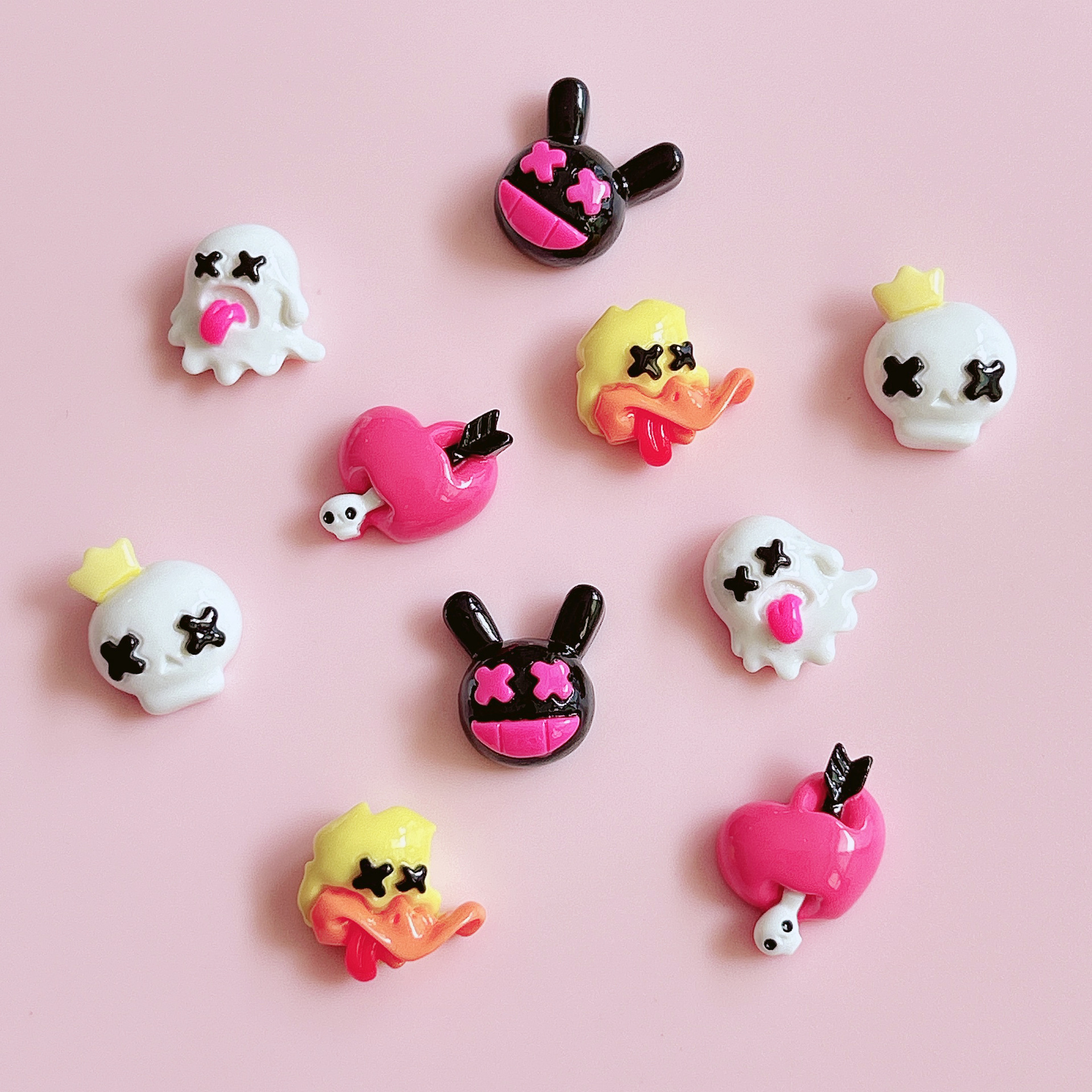 XN Sweet and Cool Creative Skull Party diy Resin Jewelry Accessories Handmade Hair Clip Pendant Jewelry Material stickers pic 7