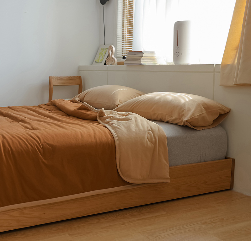 Simple Japanese Muji soft knitted cotton Tianzhu cotton quality two-color summer cool quilt, machine washable, water-washable air-conditioned quilt pic 15