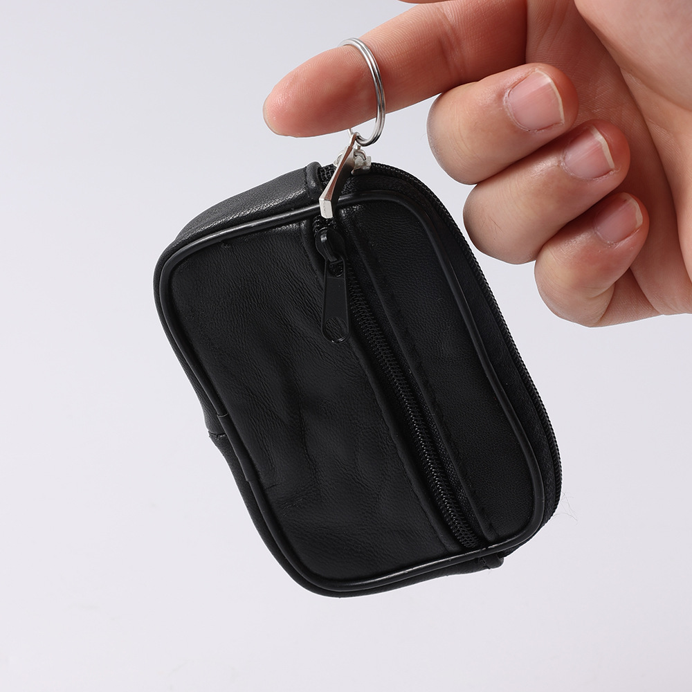 跨境小号方包零钱包真皮钱包羊皮硬币包男士卡包带钥匙扣厂家直销详情3