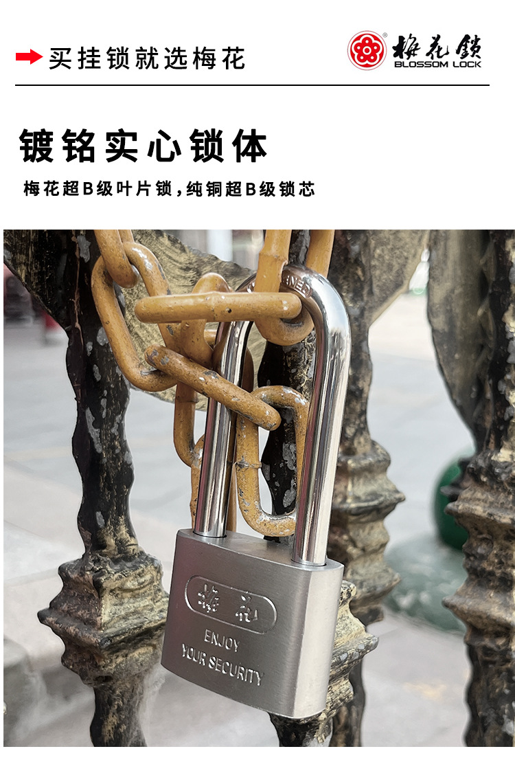 梅花锁 仓库车厢大门挂锁防锈防盗铁锁防水半包梁钢制叶片挂锁子详情5