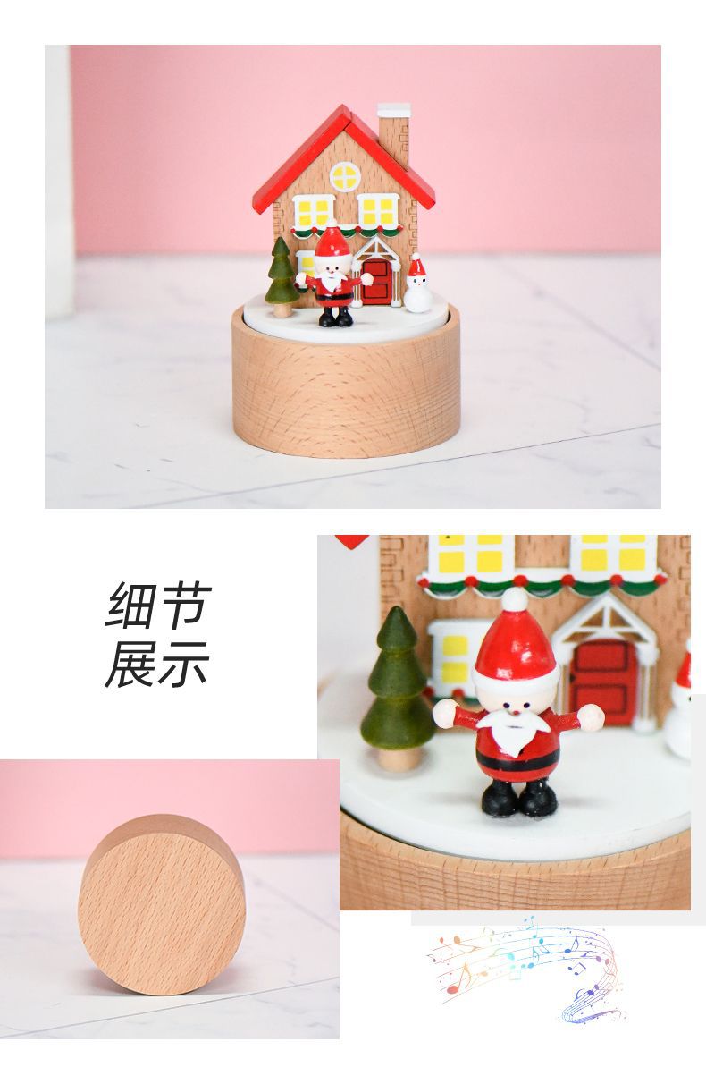 跨境现货创意迷你新品小火车实木音乐盒八音盒儿童摆件机芯摩天轮详情4