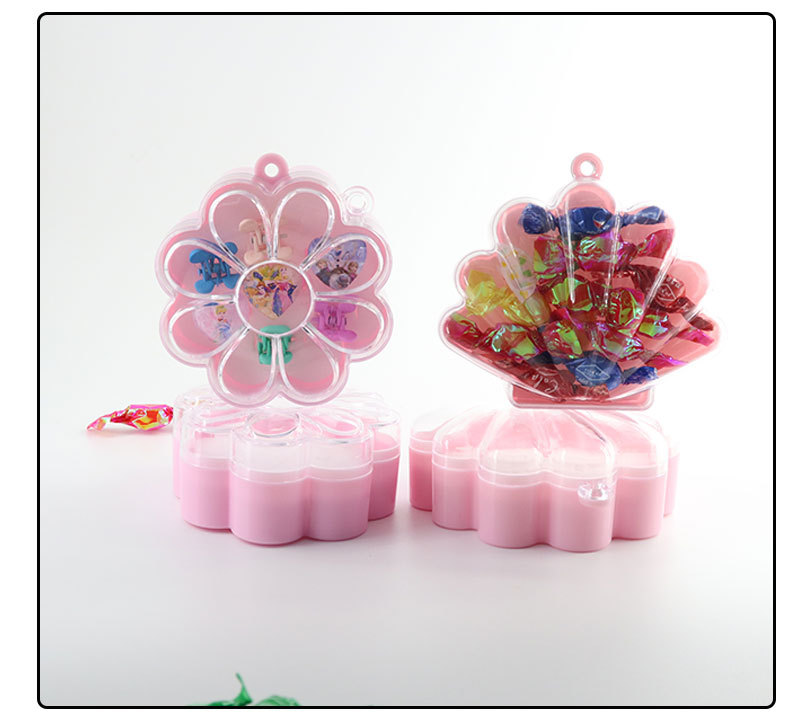 ps透明7枚戒指盒卡通首饰塑料空盒贝壳花花形状创意归纳盒详情35
