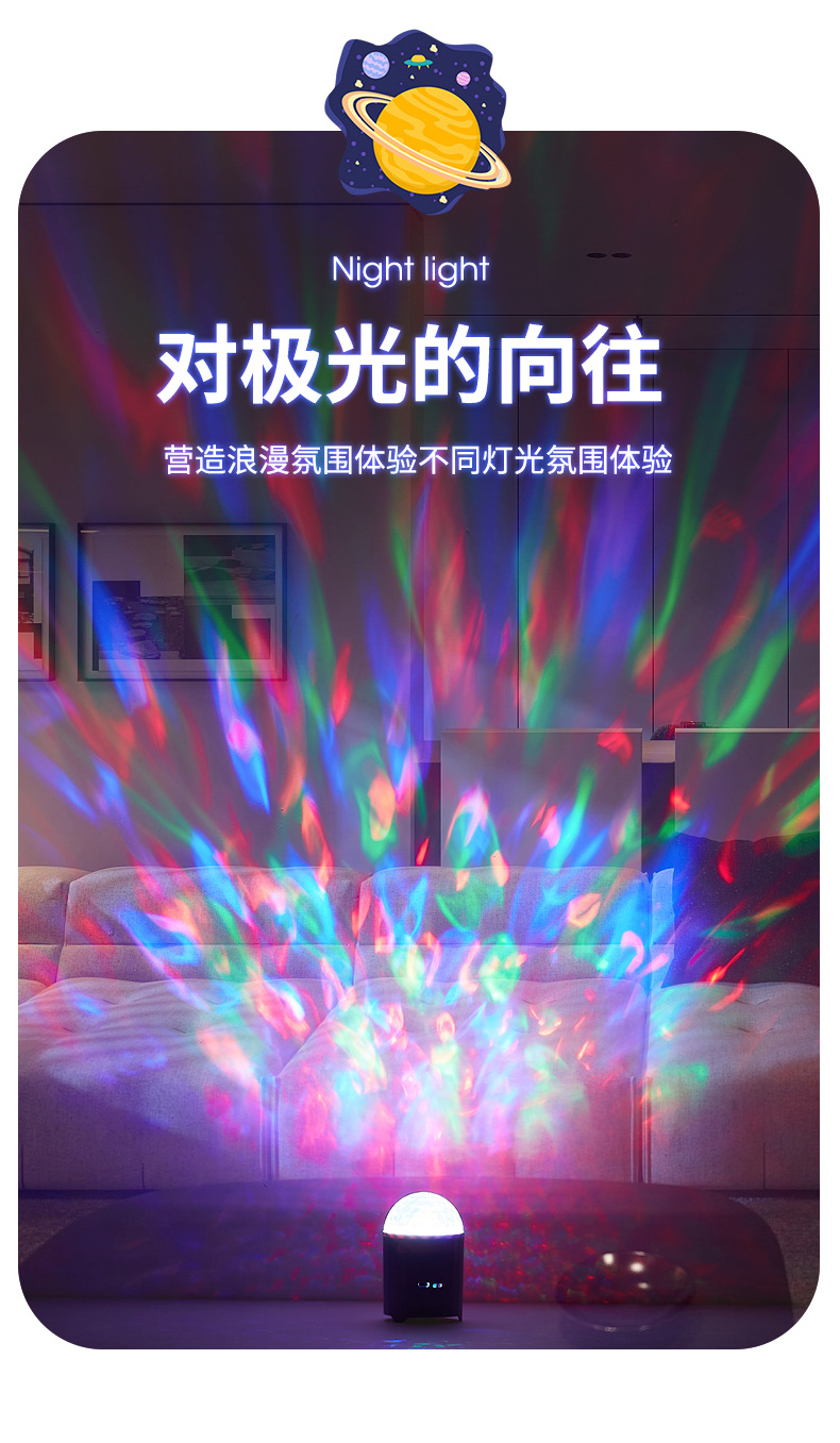 Cross-border e-commerce Bluetooth speaker, bedroom atmosphere, charging water ripple light, night light, gift Bluetooth speaker light pic 2