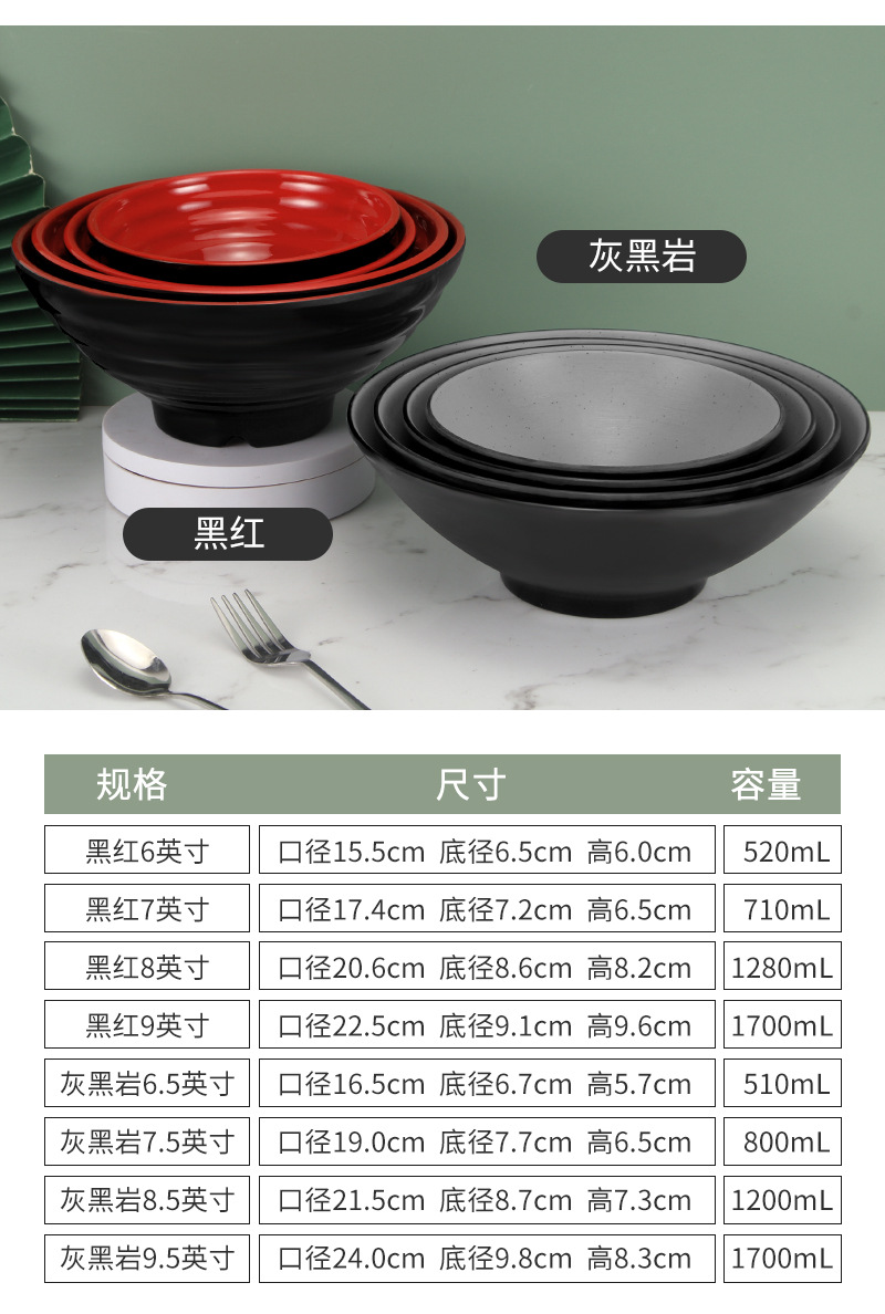 Melamine noodle bowls, durable porcelain tableware, large bowls, soup bowls, commercial spicy hot pot bowls, plastic bowls, special bowls for noodle restaurants wholesale pic 12