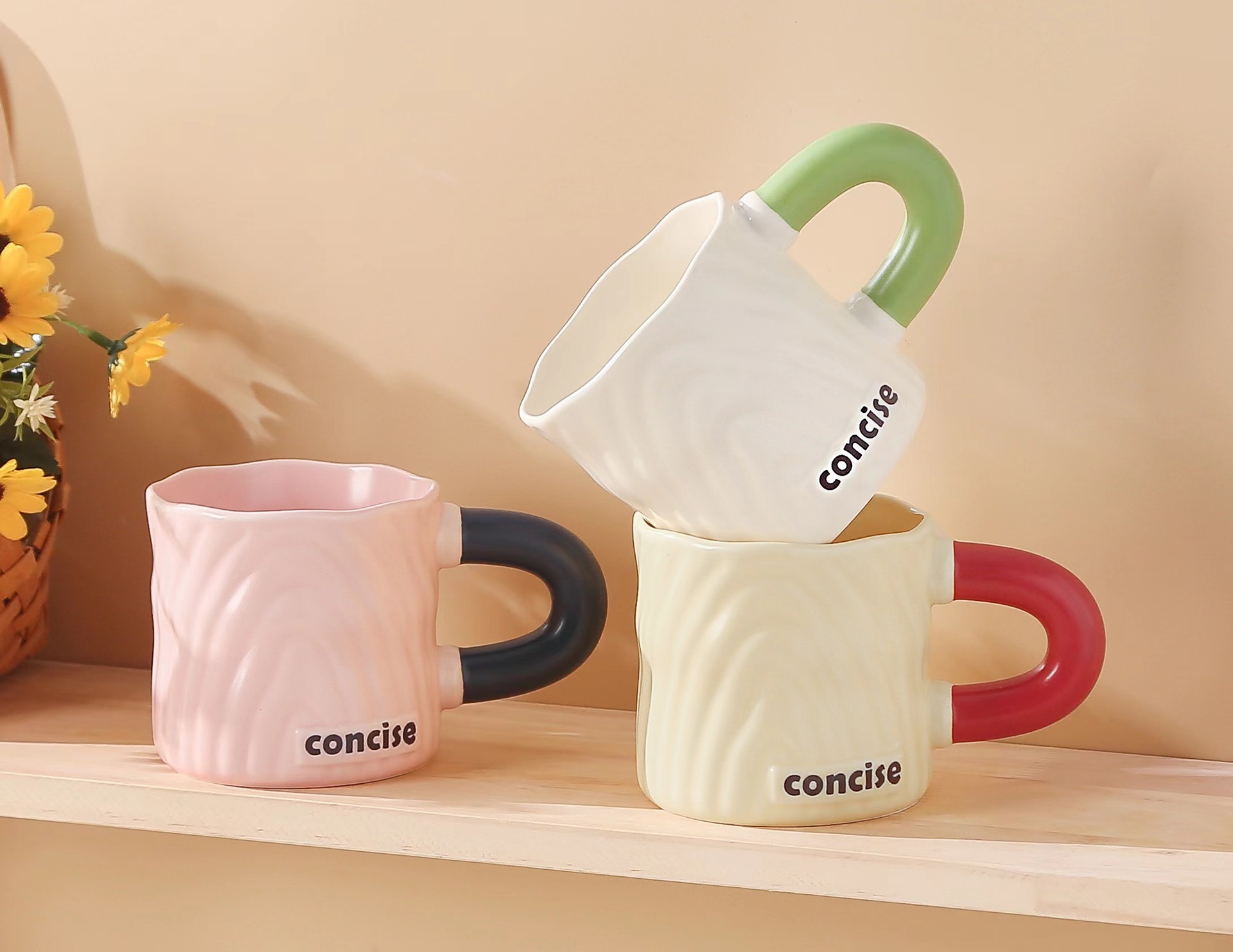 创意伴手礼品树纹陶瓷杯3D立体浮雕炫彩撞色马克杯奶fufu情侣水杯详情9