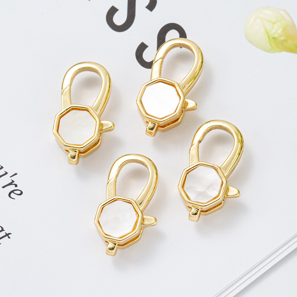 White shell geometric four-leaf clover butterfly Lobster clasp diy necklace bracelet accessory material Decorative clasp End connection clasp pic 15