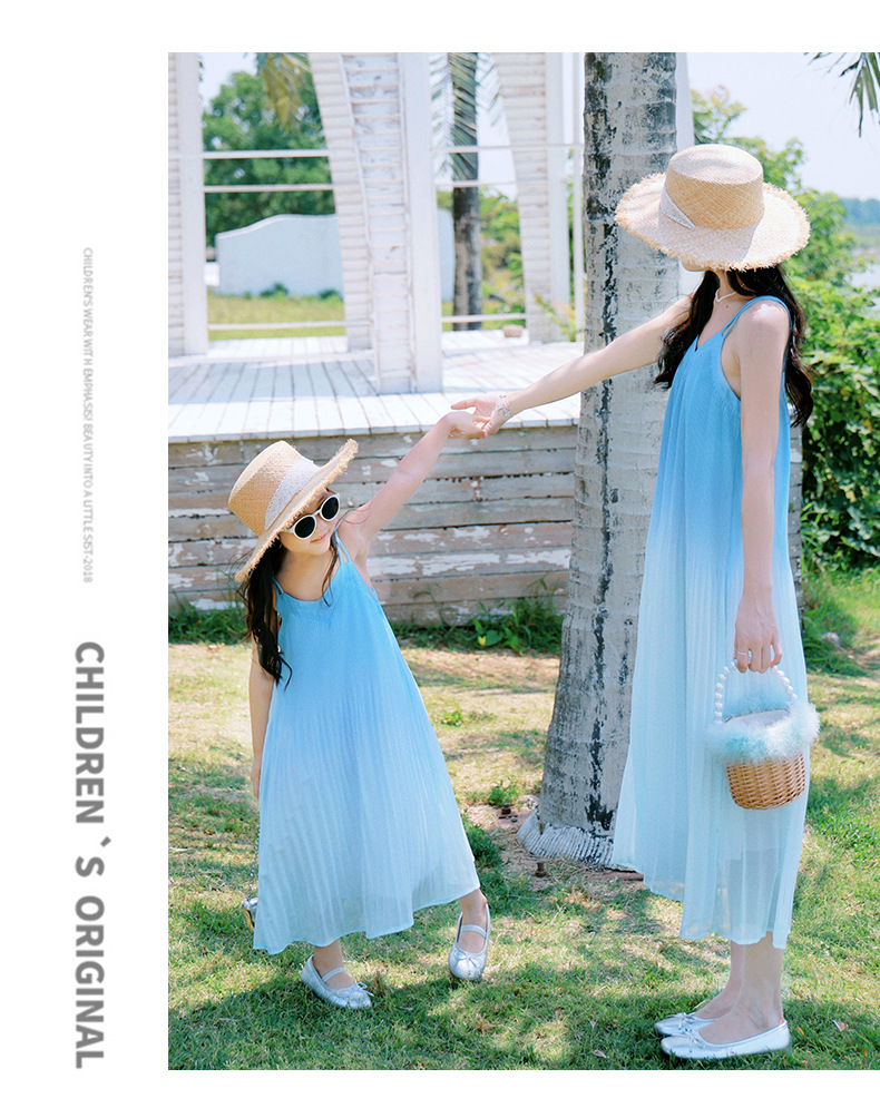 Bestseller 2025 New Summer seaside style Sanya vacation Halter dress for family of three pic 18